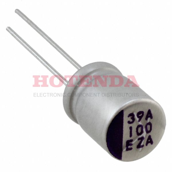 25PZA100M8X10 - 100μF ±20% Radial, Can 0.394 10.00mm Bulk 29mOhm PZA Through Hole Polymer Automotive