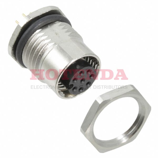 1542774 - Receptacle, Female Sockets Zinc Die Cast Panel Mount, Through Hole 8 Positions Solder Gold Nickel Bulk A Push-Twist