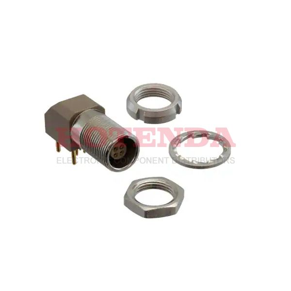 XBG.00.304.HLN - Receptacle, Female Sockets Brass and Polyphenylene Sulfide (PPS) Panel Mount, Through Hole, Right Angle 4 Positions Solder Gold Nickel Bulk G Push-Pull