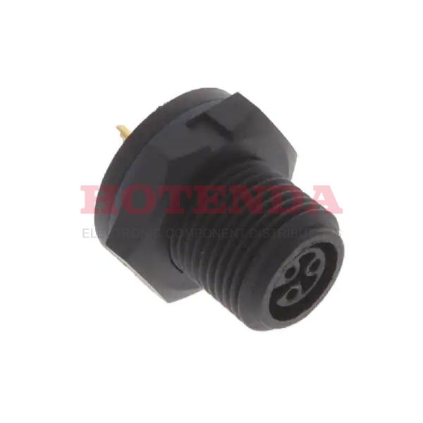 21003615-01 - Receptacle, Female Sockets Polyamide (PA66), Nylon 6/6 Panel Mount 3 Positions Solder Cup Gold Bulk Keyed Threaded