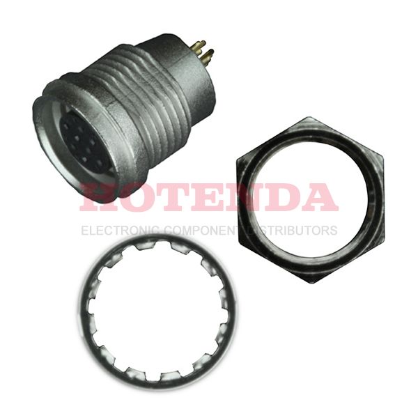 HR25A-7R-8S - Receptacle, Female Sockets Zinc Alloy Panel Mount 8 Positions Solder Cup Gold Nickel Bulk Keyed Push-Pull