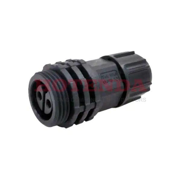 23002411-02 - Receptacle, Female Sockets Polyamide (PA66), Nylon 6/6 Free Hanging (In-Line) 2 Positions Solder Cup Gold Bulk Keyed Threaded