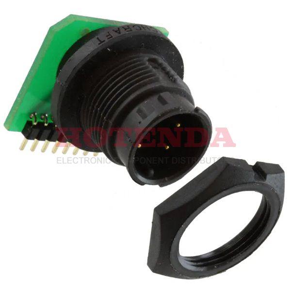 EN3P4MRAPCBN - Receptacle, Male Pins Thermoplastic Panel Mount, Through Hole, Right Angle 4 Positions Circuit Board, Solder Gold Bulk Keyed Bayonet Lock