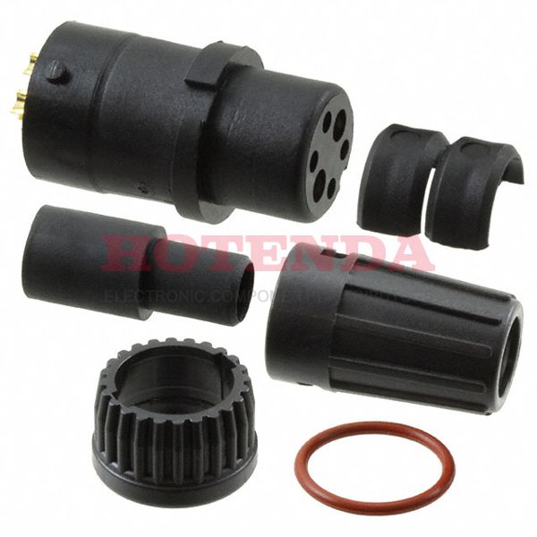 W6C82-6SG-528 - Plug, Female Sockets Thermoplastic Free Hanging (In-Line) 6 (4 + 2 Power) Positions Solder Cup Gold Bulk Keyed Bayonet Lock