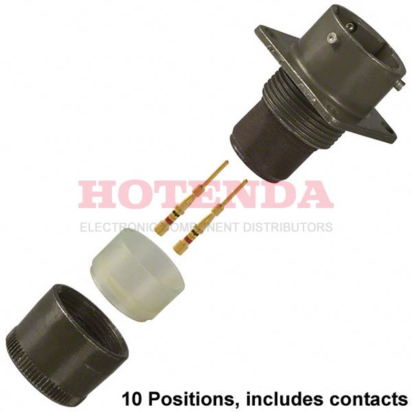 MS3120E12-10P - Receptacle, Male Pins Aluminum Panel Mount 10 Positions Crimp Gold Olive Drab Chromate over Cadmium Bulk N (Normal) Bayonet Lock