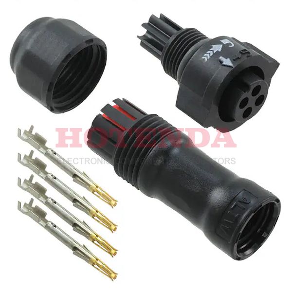 BB-04BFFA-QL8SPP - Plug, Female Sockets Polyamide (PA), Nylon, Glass Filled Free Hanging (In-Line) 4 (Power) Positions Crimp Gold Bulk Keyed Push-Pull