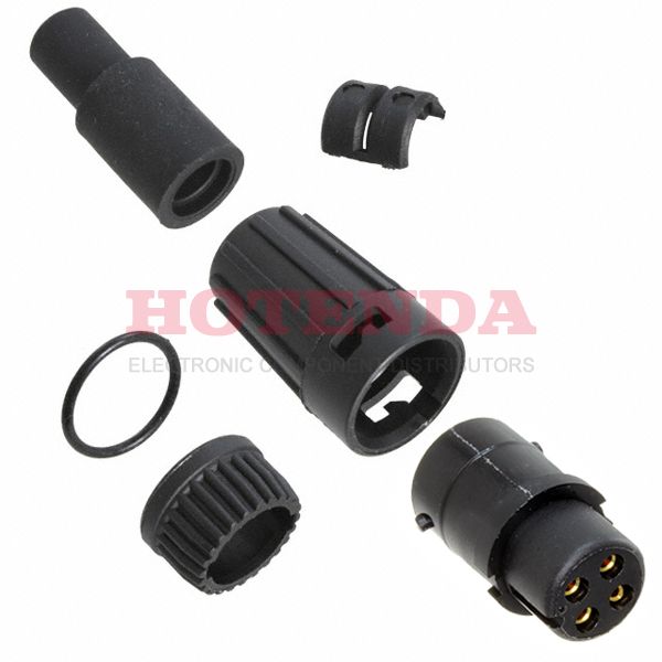 6382-4SG-519 - Plug, Female SocketsPolyamide (PA), NylonFree Hanging (In-Line)4 PositionsSolder CupGoldBulkKeyedBayonet Lock