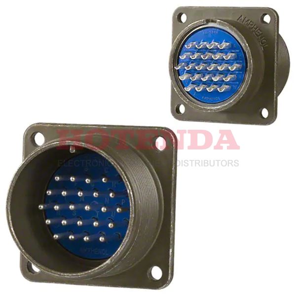 97-3102A-24-28P - Receptacle, Male Pins Aluminum Alloy Panel Mount 24 Positions Solder Cup Silver Olive Drab Chromate over Cadmium Bulk N (Normal) Threaded