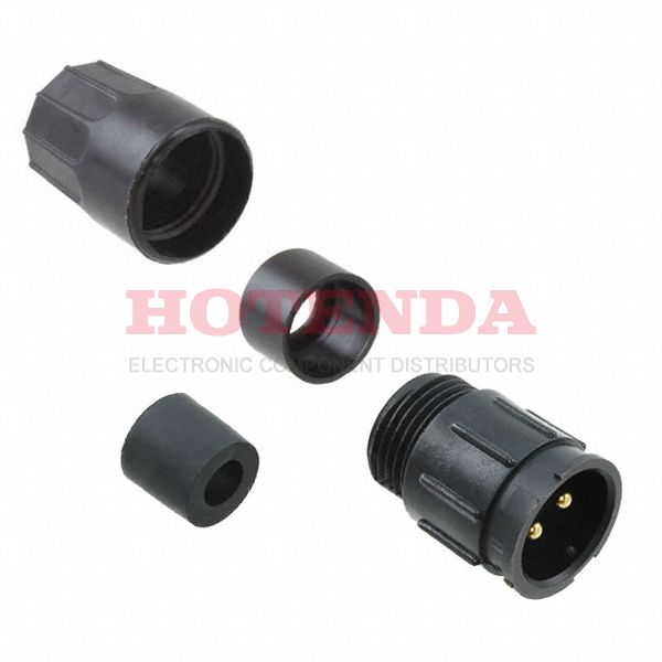 5182-2PG-324 - Receptacle, Male Pins Polyamide (PA), Nylon Free Hanging (In-Line) 2 Positions Solder Cup Gold Bulk Keyed Bayonet Lock