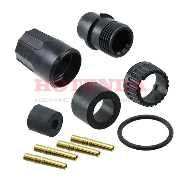 3380-4SG-324 - Plug, Female Sockets Polyamide (PA), Nylon Free Hanging (In-Line) 4 Positions Crimp Gold Bulk Keyed Bayonet Lock