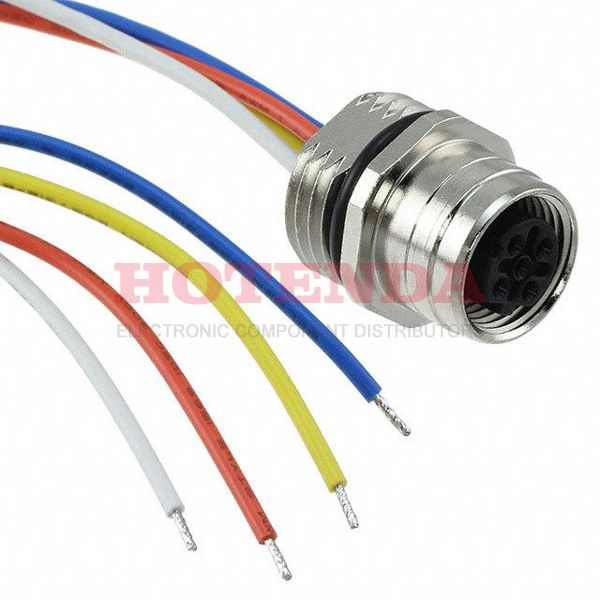 1201098001 - Receptacle, Female Sockets Brass Panel Mount 4 Positions Wire Leads Nickel Bulk D Threaded