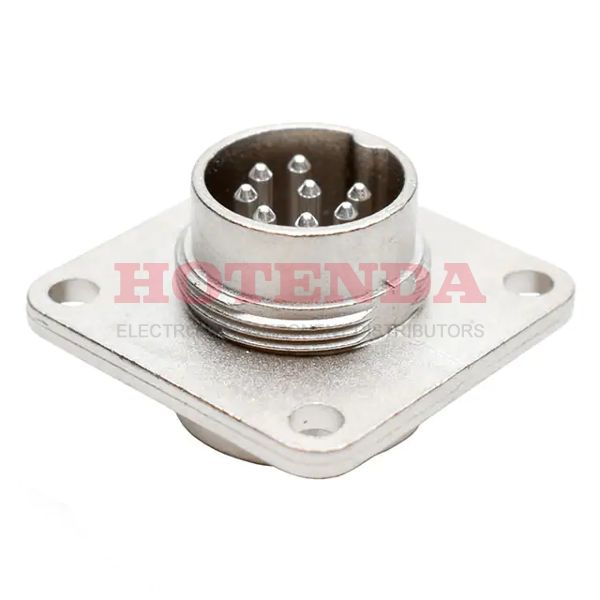 C091 31S008 100 2 - Receptacle, Male Pins Die Cast Panel Mount 8 Positions Solder Silver Nickel Bulk Keyed Threaded