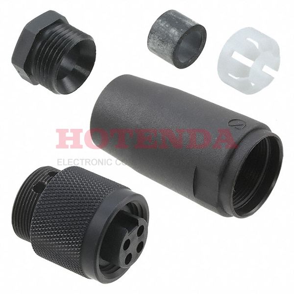 217KR13 NC032 - Plug, Female Sockets Aluminum Free Hanging (In-Line) 4 Positions Screw Gold Black Anodized Bulk Keyed Threaded