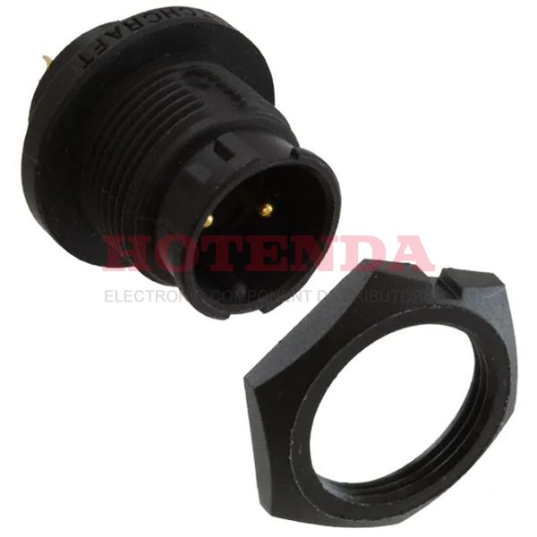 EN3P2M16X - Receptacle, Male PinsThermoplasticPanel Mount2 PositionsSolder CupGoldBulkKeyedBayonet Lock