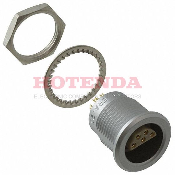 ERA.2S.310.CLL - Receptacle, Female Sockets and Male Pins Brass Panel Mount 10 Positions Solder Cup Gold Chrome Bulk Keyed Push-Pull