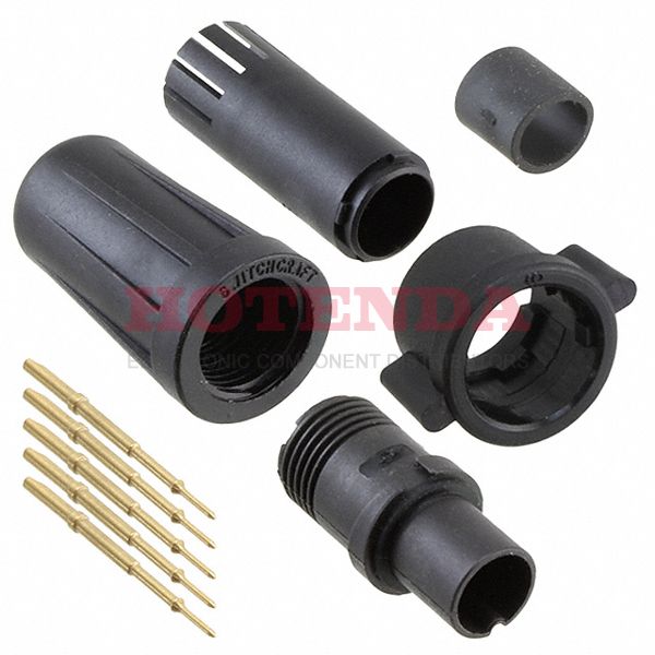 EN2C5M26G3W - Plug, Male Pins Thermoplastic Free Hanging (In-Line) 5 Positions Crimp or Solder Cup Gold Bulk Keyed Bayonet Lock