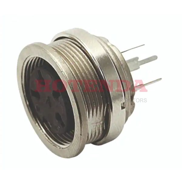 T 3363 320 - Receptacle, Female Sockets Die Cast Panel Mount, Through Hole 5 Positions Solder Silver Nickel Bulk Keyed Threaded