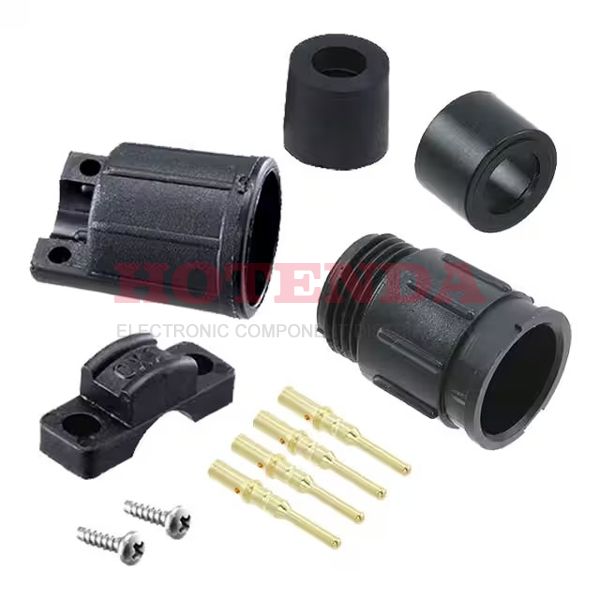 5380-4PG-524 - Receptacle, Male Pins Polyamide (PA), Nylon Free Hanging (In-Line) 4 Positions Crimp Gold Bulk Keyed Bayonet Lock