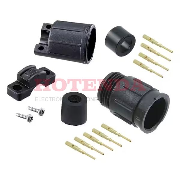 5280-9PG-528 - Receptacle, Male Pins Polyamide (PA), Nylon Free Hanging (In-Line) 9 Positions Crimp Gold Bulk Keyed Bayonet Lock