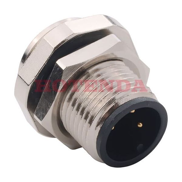 860-L03-113R001 - Receptacle, Male Pins Brass Panel Mount, Through Hole 3 Positions Solder Gold Nickel Tray A Threaded