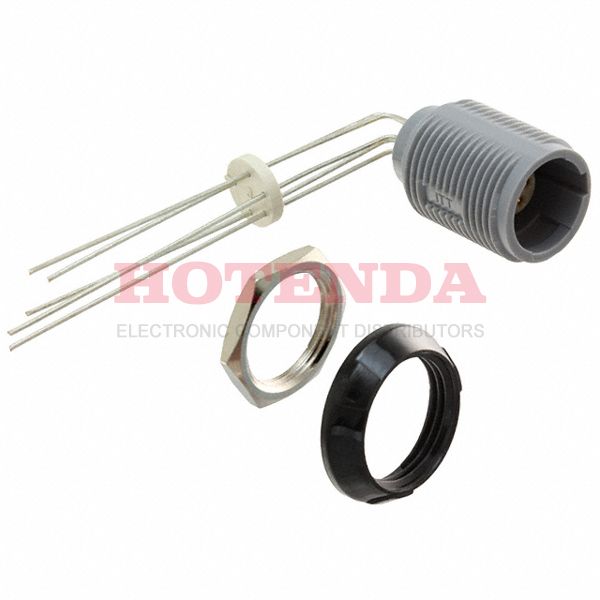 PLB3G020005 - Receptacle, Female Sockets Polysulfone (PSU) Panel Mount, Through Hole, Right Angle 5 Positions Solder Gold Bulk 0° Latch Lock, Push-Pull