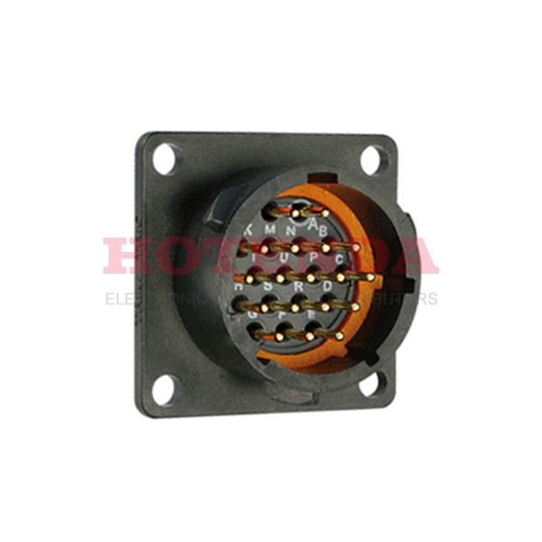 UTS014E18P - Receptacle, Male Pins Polybutylene Terephthalate (PBT) Panel Mount 18 Positions Solder Cup Gold Bulk N (Normal) Bayonet Lock