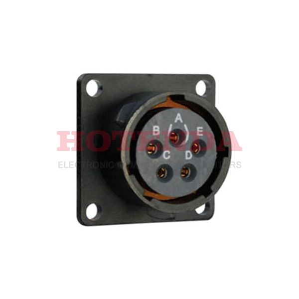 UTS014D5S - Receptacle, Female SocketsPolybutylene Terephthalate (PBT)Panel Mount, Through Hole5 PositionsSolderGoldBulkN (Normal)Bayonet Lock