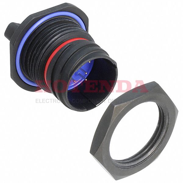 2102351-6 - Receptacle, Male Pins Aluminum Panel Mount 8 Positions Solder Black Zinc Nickel Bulk B Threaded