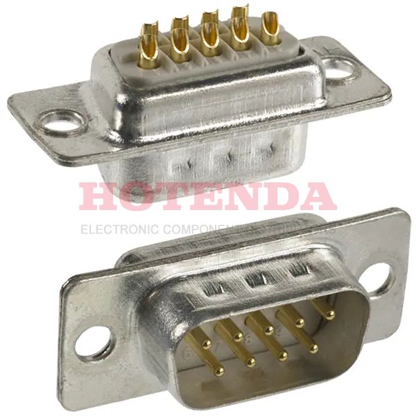 172-009-102R001 - 172, M Series Series D-Sub Plug, Male Pins 9-Position Male Signal Solder Cup 1 DE E Panel Mount Brass Gold Steel, Tin Plated