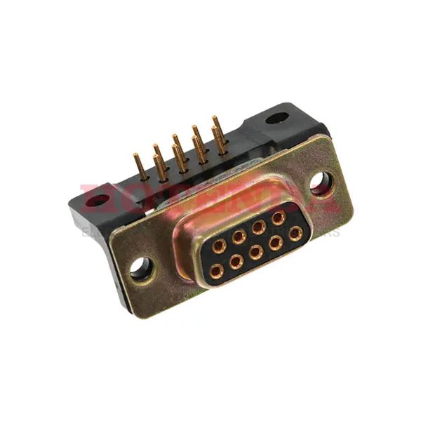 M24308/23-25F - 9 Position D-Sub Receptacle, Female Sockets Connector, Panel Mount, Through Hole, Right Angle Solder