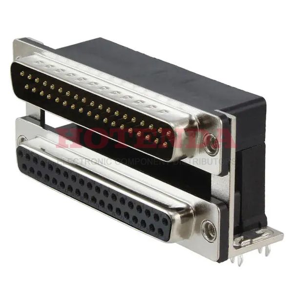 ASUB-277-37TP24 - D-Sub - Stacked Plug, Male Pins; Receptacle, Female Sockets 37, 37-Position Signal Solder 4 DC C ; 4 DC C Through Hole, Right Angle Copper Alloy Gold Steel, Tin Plated