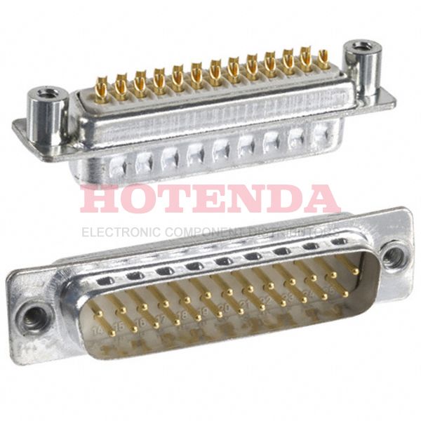 172-025-102R021 - 172, M Series Series D-Sub Plug, Male Pins 25-Position Male Signal Solder Cup 3 DB B Panel Mount Brass Gold Steel, Tin Plated