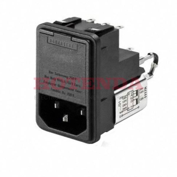 FN376-2-21 - Male IEC/EN 60939 IEC Filter Panel Mount,Solder,Rated At 2A,250 V ac Operating Frequency 0400Hz