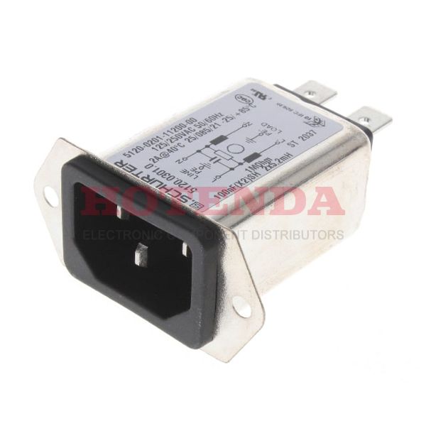 5120.0301.0 - AC Power Entry Modules SCREW-ON QC 2A MED FRONT/REAR MNT.