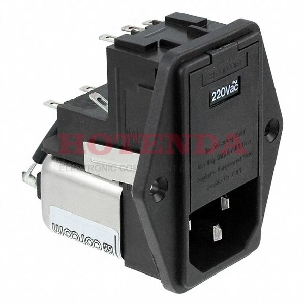 4EDL4M - AC Power Entry Modules 4A IEC - .110 FASTON FLANGE MOUNT METRIC