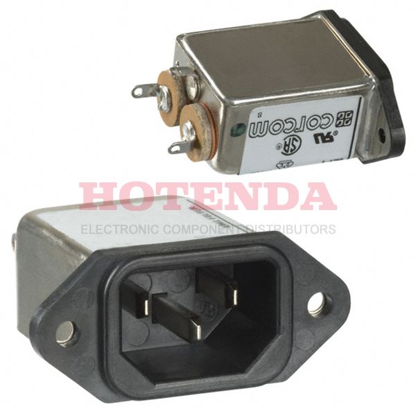 6609014-9 - Power Line Filter 50Hz/60Hz 6A 250VAC Quick Connect Flange Mount