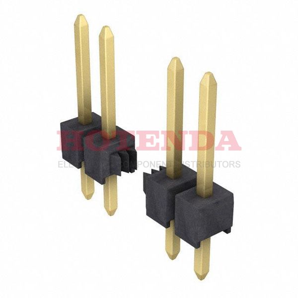 M20-9731045 - 2.54mm (0.1") Pitch SIL Vertical PC Tail Pin Header, 7mm mating pin height, gold (hi-temp mould), 10 contacts