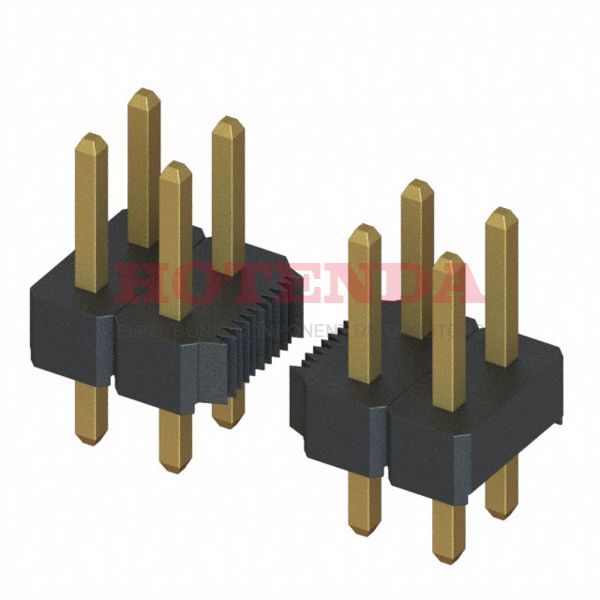 M22-2520805 - 2.00mm (0.079") Pitch DIL Vertical 2.4mm PC Tail Pin Header, 3.5mm mating pin height, gold, 8+8 contacts