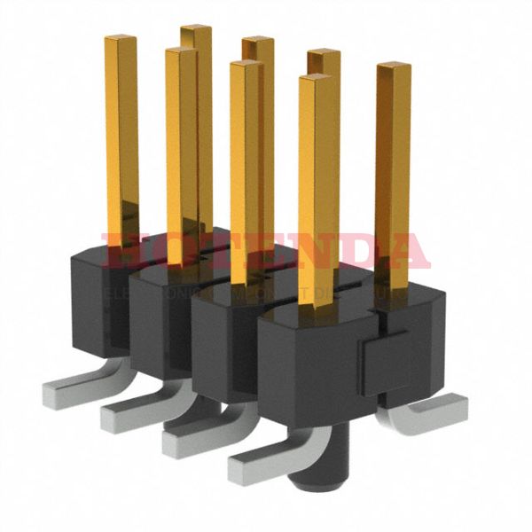 TSM-104-01-S-DV-A - TSM Series 2-Row Header Solder Phosphor Bronze Tube Surface Mount Gold Liquid Crystal Polymer (LCP) 8-Position Board to Board or Cable 0.100 2.54mm Height