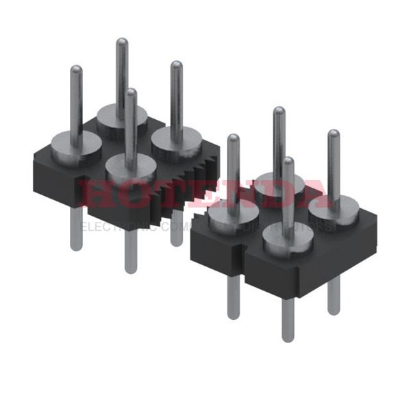 435-90-220-00-160000 - 435 Series 2-Row Header Solder Brass Alloy Bulk Through Hole Tin-Lead Polycyclohexylenedimethylene Terephthalate (PCT) 20-Position Board to Board 0.050 1.27mm Height