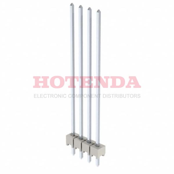 HTSW-104-21-T-S - SAMTEC HTSW-104-21-T-S Board-To-Board Connector, Vertical, HTSW Series, 4 Contacts, Header, 2.54 mm, Through Hole, 1 Rows