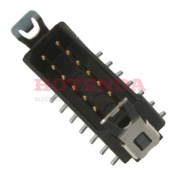 M80-8281442 - Datamate L-Tek DIL Male Vertical SMT Connector, latched, selective gold + tin, 7+7 contacts