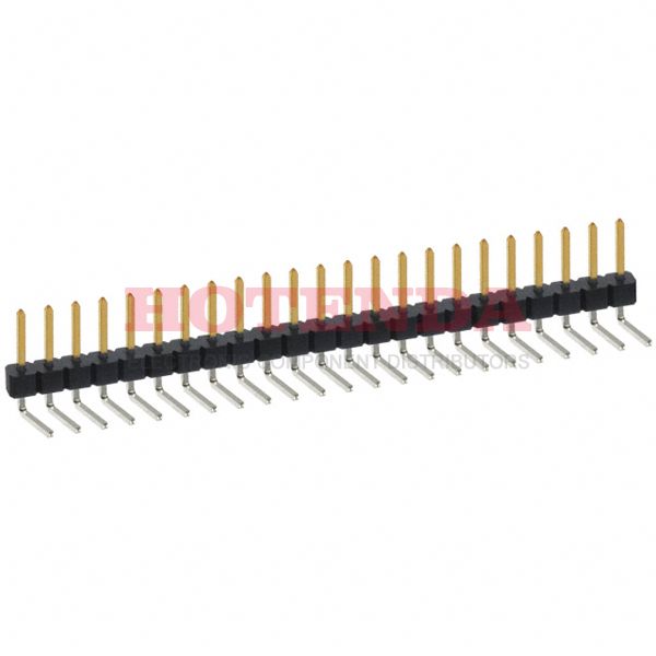 PBC23SBCN - 1-Row Header, Breakaway Solder Phosphor Bronze Bulk Through Hole, Right Angle Gold Polybutylene Terephthalate (PBT) 23-Position Board to Board or Cable 0.140 3.56mm Height