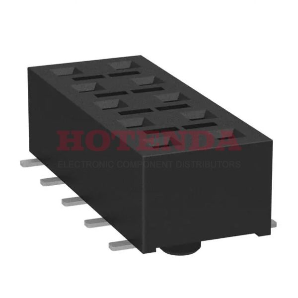 HLE-105-02-SM-DV-BE-A-K-TR - 2 Rows Receptacle, Bottom Entry Solder Beryllium Copper Surface Mount Tape &amp; Reel (TR) Gold Liquid Crystal Polymer (LCP) 10 Positions Female Socket