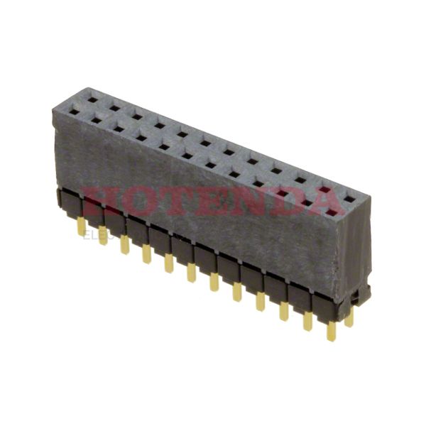 ESW-112-12-G-D - 2 RowsElevated SocketSolderPhosphor BronzeThrough HoleTubeGoldLiquid Crystal Polymer (LCP)24 PositionsForked