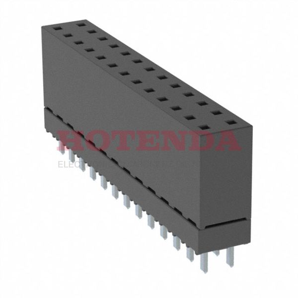 ESW-113-12-S-D - 2 RowsElevated SocketSolderPhosphor BronzeThrough HoleTubeGoldLiquid Crystal Polymer (LCP)26 PositionsForked