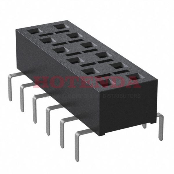 HLE-106-02-SM-DV-PE-BE - 2 RowsReceptacle, Bottom Entry, Pass ThroughSolderBeryllium CopperThrough HoleTubeGoldLiquid Crystal Polymer (LCP)12 PositionsFemale Socket