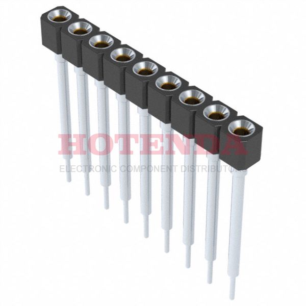 316-43-109-41-001000 - 1 Rows Elevated Socket Solder Beryllium Copper Through Hole Bulk Gold Polycyclohexylenedimethylene Terephthalate (PCT), Polyester 9 Positions Female Socket