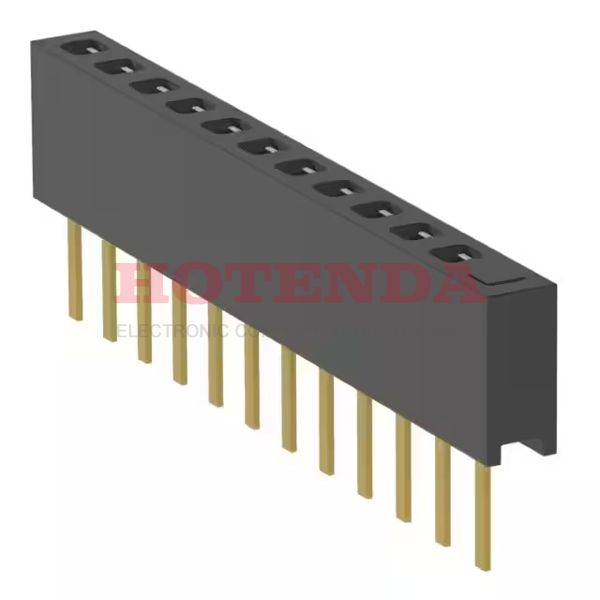MMS-112-01-F-SV-01 - 1 Rows Receptacle Solder Phosphor Bronze Through Hole Tube Gold Liquid Crystal Polymer (LCP) 12 Positions Female Socket
