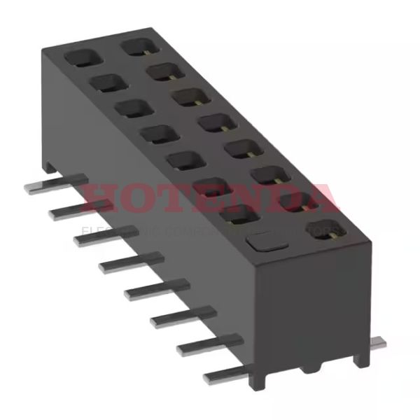 MMS-108-02-L-DV-01-P - 2 RowsReceptacleSolderPhosphor BronzeSurface MountTubeGoldLiquid Crystal Polymer (LCP)16 PositionsFemale Socket